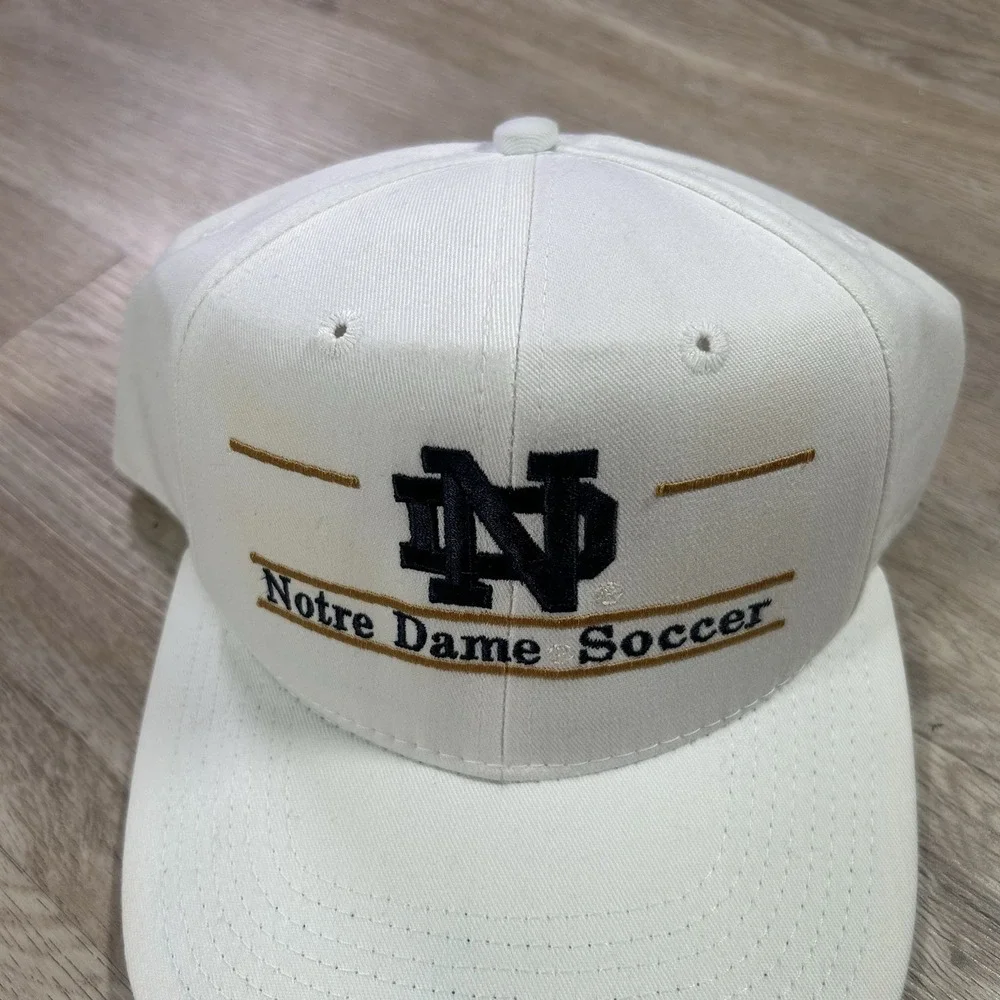 VTG Notre Dame Fighting Irish Soccer Snapback Hat College White Bar Line Cap USA